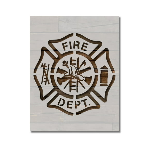 Fire Department Stencil Template Reusable 8.5 x 11 for Painting on Walls, Wood, Etc. By Stencilville