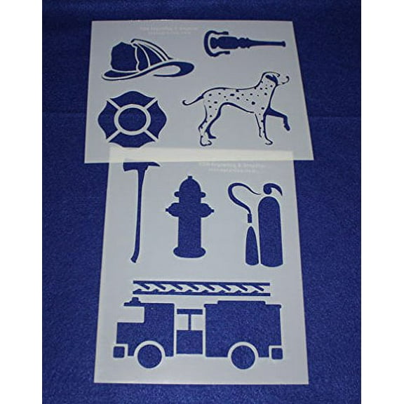 Fire Department Stencils -Mylar 2 Pieces of 14 Mil 8" X 10"- Painting /Crafts/ Templates