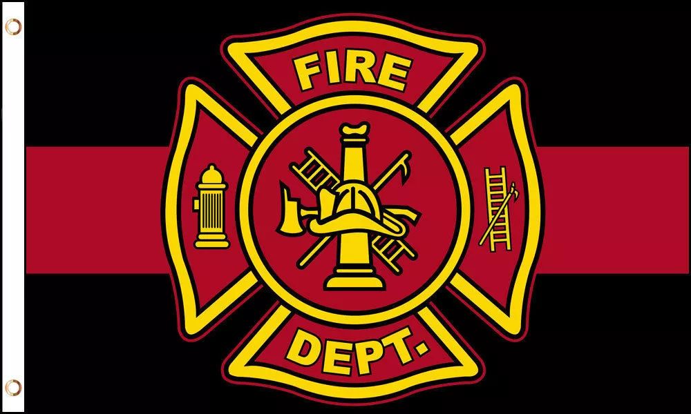Fire Department Thin Red Line Flag 3x5 ft Maltese Cross Firemen Fireman ...