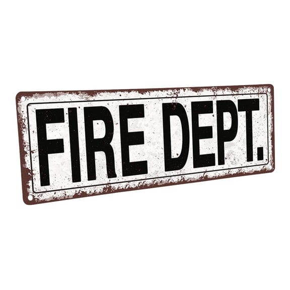 Fire Dept. 4"x12" Metal Sign, Wall Décor for Home and Office
