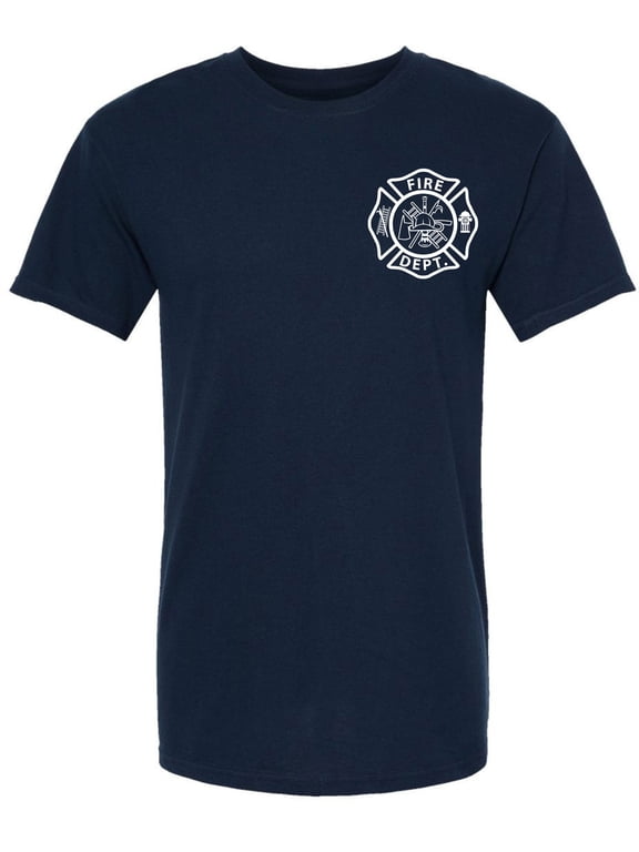 Fire Rescue Double Side Printed T-Shirt | Firefighter Honor Courage First Responder Crewneck T-Shirt for Men and Women (X-Small, NavyBlue)