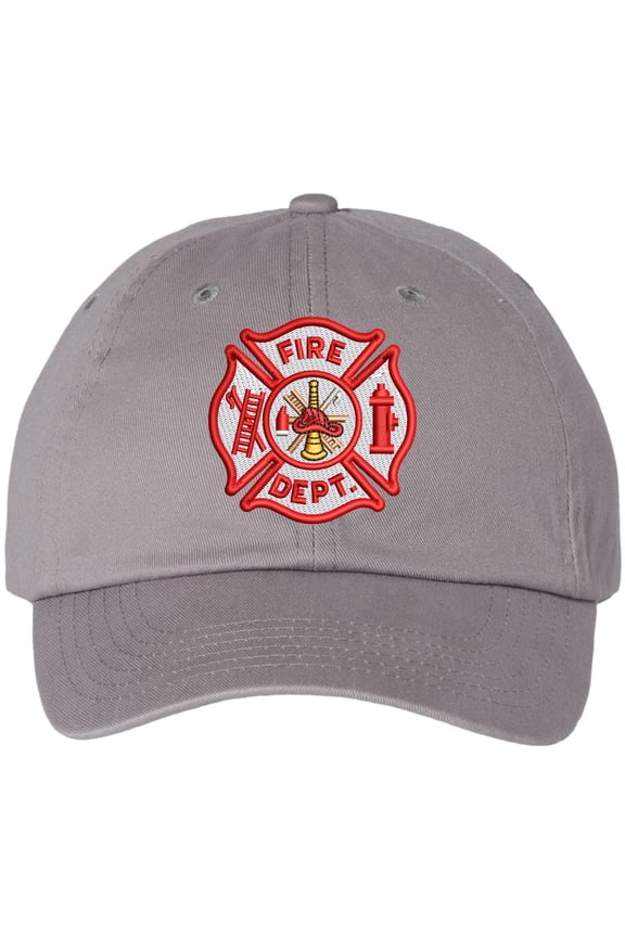 Fire Dept Hat Fire Department Cap Embroidered Dad Hat Adjustable Firefighter Baseball Cap (Grey)