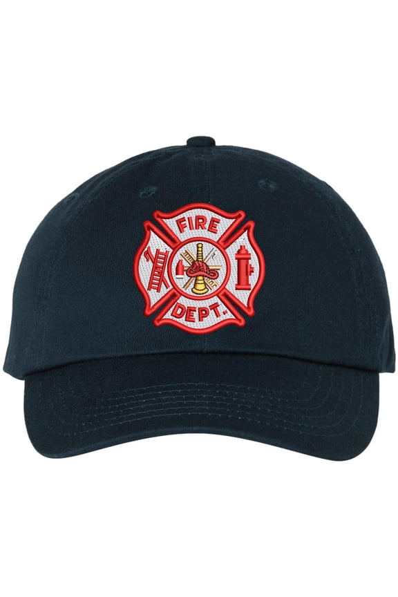 Fire Dept Hat Fire Department Cap Embroidered Dad Hat Adjustable Firefighter Baseball Cap (NavyBlue)