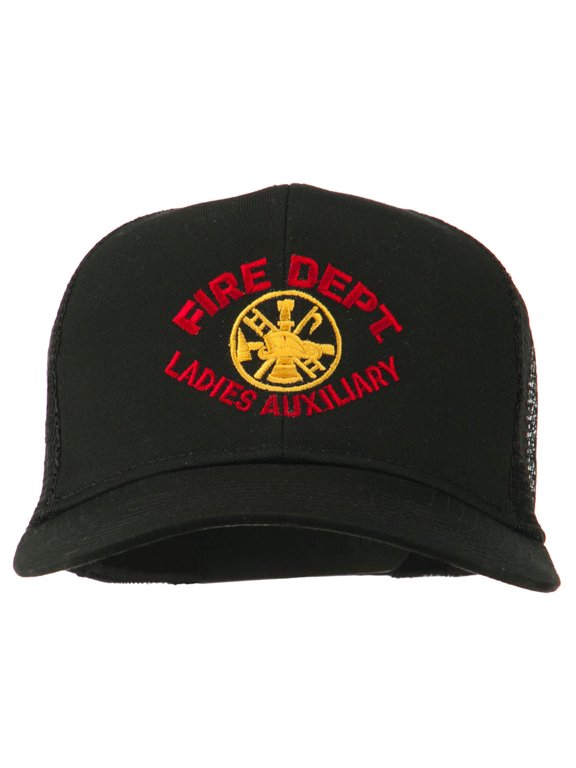 Fire Dept Ladies Auxiliary Embroidered Mesh Cap - Black OSFM