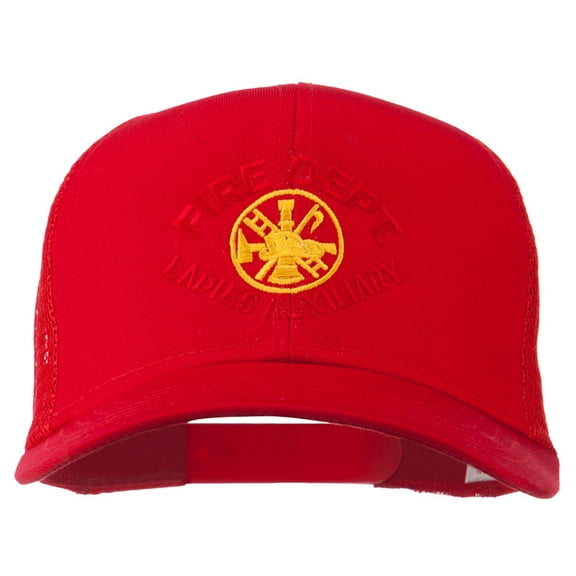 Fire Dept Ladies Auxiliary Embroidered Mesh Cap - Red OSFM