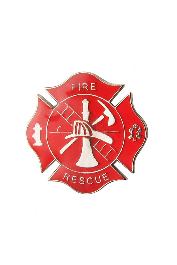 Fire Dept Maltese Cross Firefighter Collar Lapel Scramble Pin Tie Tack FF Gift