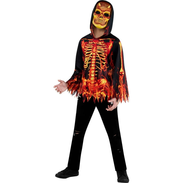 Fire Devil Boys Costume Flame Skeleton