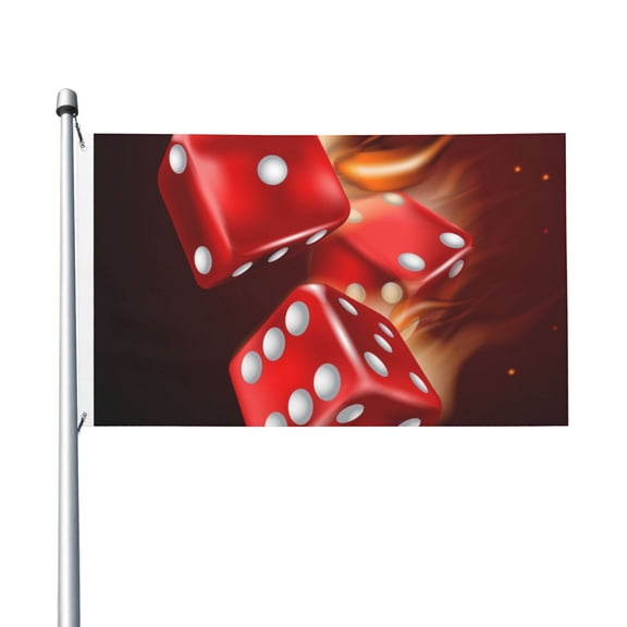 Fire Dice Flaming Dices Flame Flag 3X5 Ft Garden Yard House Flags Banner Sign Outdoor Indoor Party Home Garden Decoration