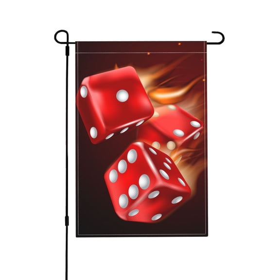 Fire Dice Flaming Dices Flame Garden Flag Outdoor House Flags 12 X 18 Inch Banner Yard Home Decoration