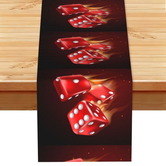 Fire Dice Flaming Dices Flame Table Runner 13x72 Inch for Dining Table Kitchen Wedding Party Decor Fireplace Mantle