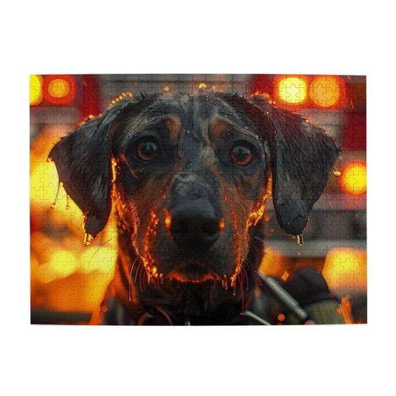Fire Dog Rescue Truck 1000-Piece Wooden Jigsaw Puzzle for Adults, Fun & Challenging Family Brain-Teaser, Perfect Home Decor & Gift