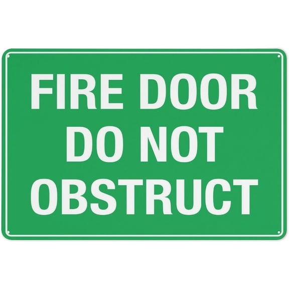 Fire Door Do Not Obstruct Green Sign Warning Tin Sign 8"x12", Home Kitchen Farm Garden Garage Wall Decor, Green Fire Door Marker