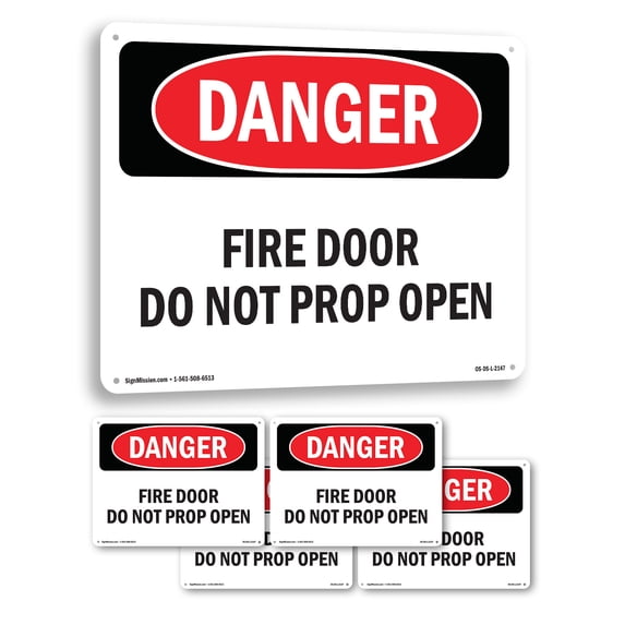 Fire Door Do Not Prop Open OSHA Danger Rigid Plastic Sign 24 Inch x 18 ...