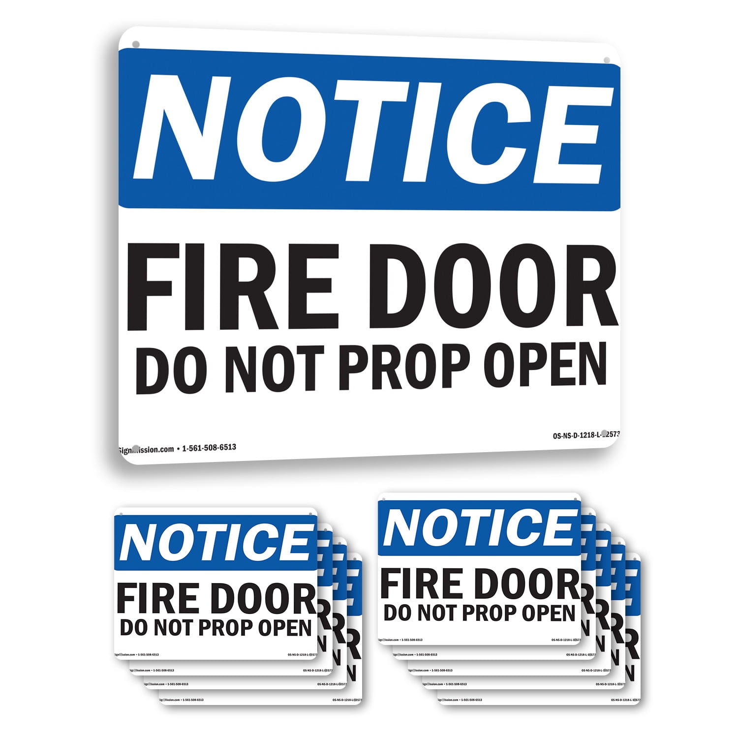 Fire Door Do Not Prop Open OSHA Notice Rigid Plastic Sign 24 Inch x 18 ...