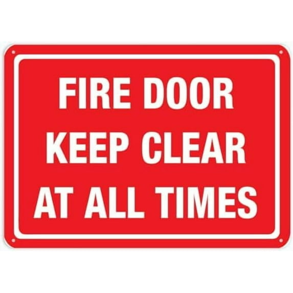 Fire Door Keep Clear At All Time Sign 12 X 8 Inch Metal Sign, Rustproof Aluminum, Multicolor