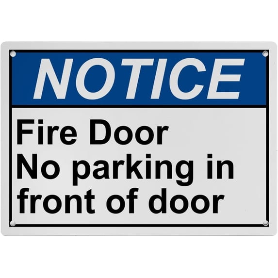Fire Door No Parking In Front Sign, Industrial Exit Emergency Fire Sign 8"x12" UV Resistant for Indoor Outdoor Workplace
