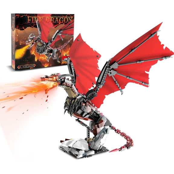 Fire Dragon Building SetCompatible with Mainstream Brands Adults Collectible MOC Dragon Model STEM Toy for Fans Home Decor, (1018 PCS)