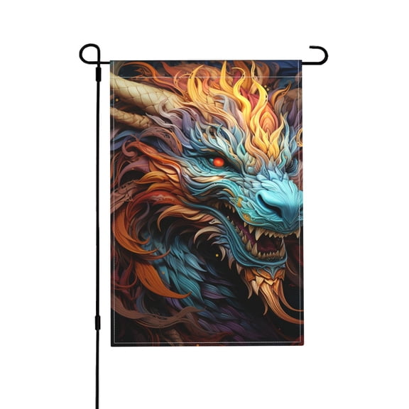 Fire Dragon Cool Art Garden Flag Outdoor House Flags 12 X 18 Inch Banner Yard Home Decoration