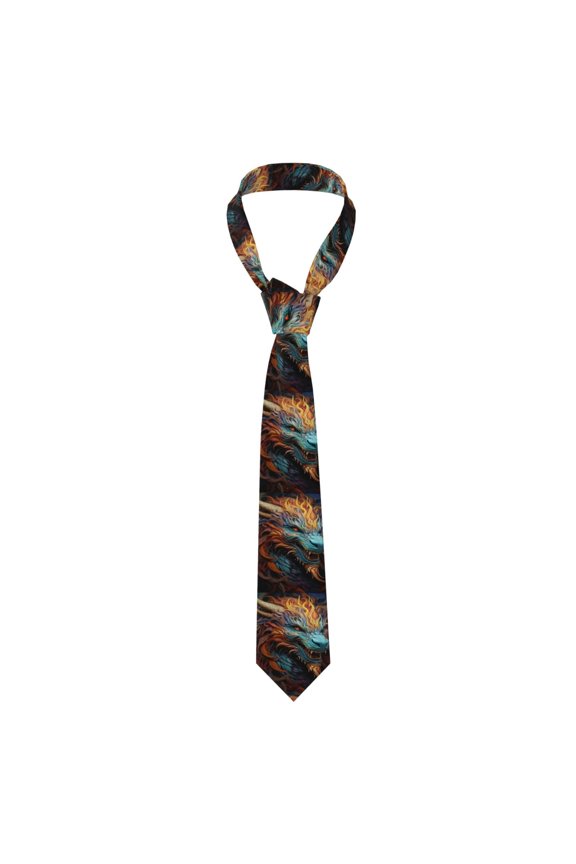 Fire Dragon Cool Art Men's Formal Necktie Business Suit Accessory Ties for Weddings Banquets Office Gift