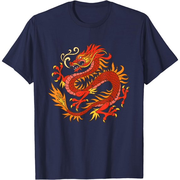 Fire Dragon Fantasy Animal Gift Unisex T-Shirt for Men Women Kids Toddler,Navy Color,Size XL