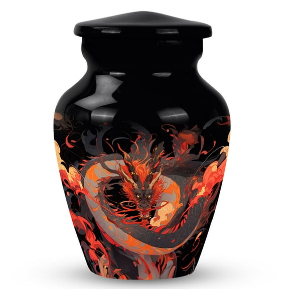 Fire Dragon Fury - Pack Of 1 - Keepsake Urn - Small Urn For Ashes For Women - Keepsake Cremation Urns For Ashes Female & Male - Metal Urns For Human Ashes Adult - Urns For Ashes