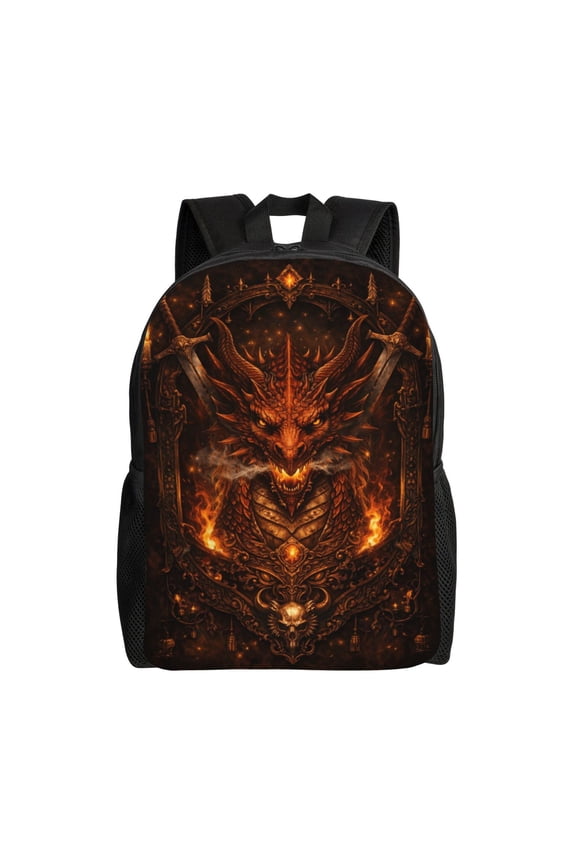 Fire Dragon Gothic Backpack Large Capacity Laptop Bag for Men and Women