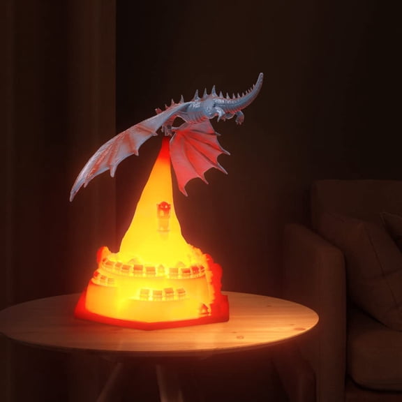 Fire Dragon Lamps, 3D Printed Volcano Dragon Lamps Night Light Moon Light with USB Rechargeable, Desktop Lamp for Bedroom Office Children Gifts (New Fire Dragon)