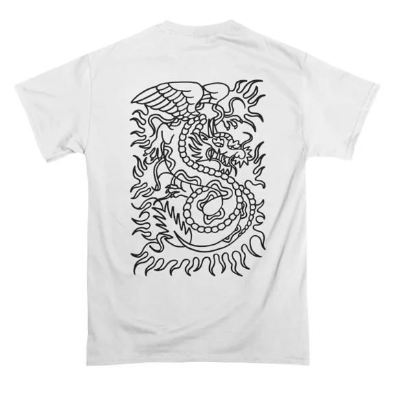 Fire Dragon Old School Tattoo Design T-Shirt Tee Gift For Him Merch For Her Apparel For Fr