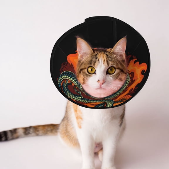 Fire Dragon Red Flaming Soft Pet Recovery Collar for Cats Small Dogs, Protective Elizabeth Collar for Post-Surgery, Anti-Lick & Anti-Scratch