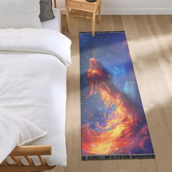 Fire Dragon Spit Out Flames Bedside Runner Rug 2'x 6' Non Slip Carpet Floor Mat Area Rug