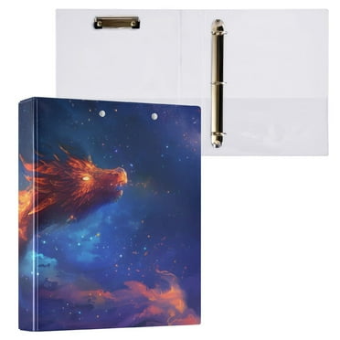 Fire Dragon Spit Out Flames Round Ring Binder 3 Rings 1.5" Capacity File Storage for A4 Size 1 Pack
