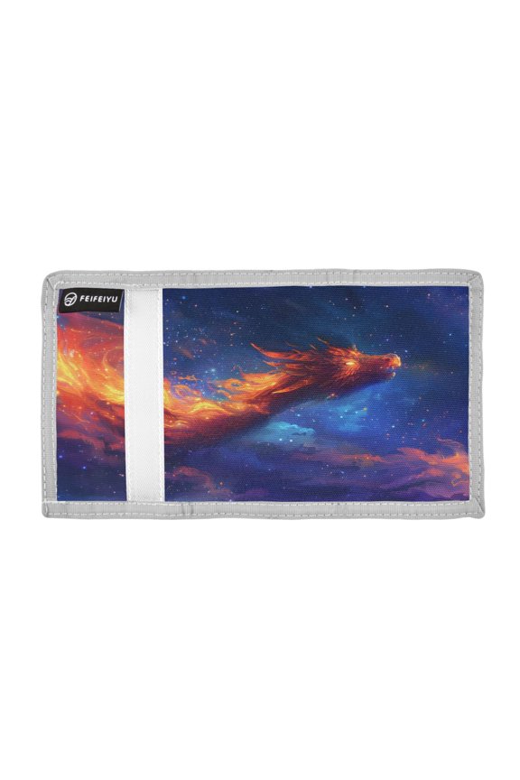 Fire Dragon Spit Out Flames Trifold Wallets Card Holders Coin Pockets with Lanyards Portable Unisex