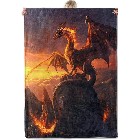 Fire Dragon Throw Blanket Gifts for Women Adults Girls, Soft Fuzzy Warm Cozy Flannel Blankets for Bedroom, Travel, Couch, Home Decor 60x80 in