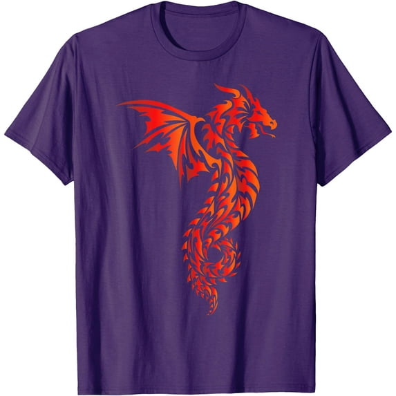 Fire Dragon Vintage Symbol Unisex T-Shirt for Men Women Kids Toddler,Purple Color,Size YXS