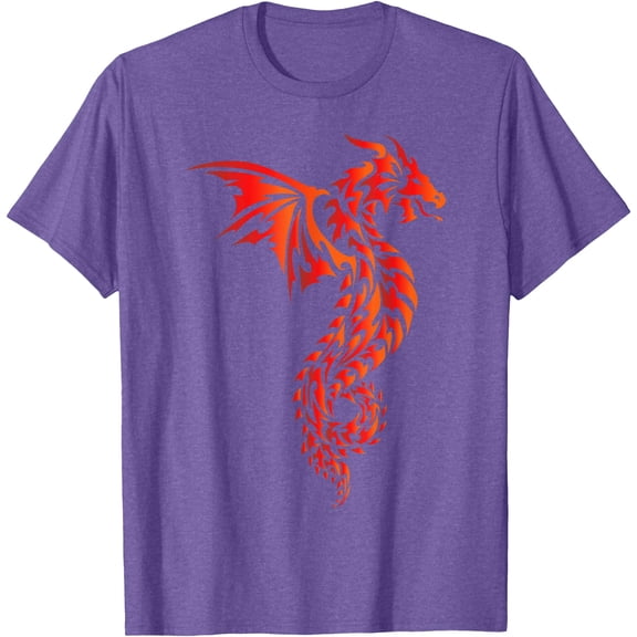 Fire Dragon Vintage Symbol Unisex T-Shirt for Men Women Kids Toddler,Violet Color,Size M