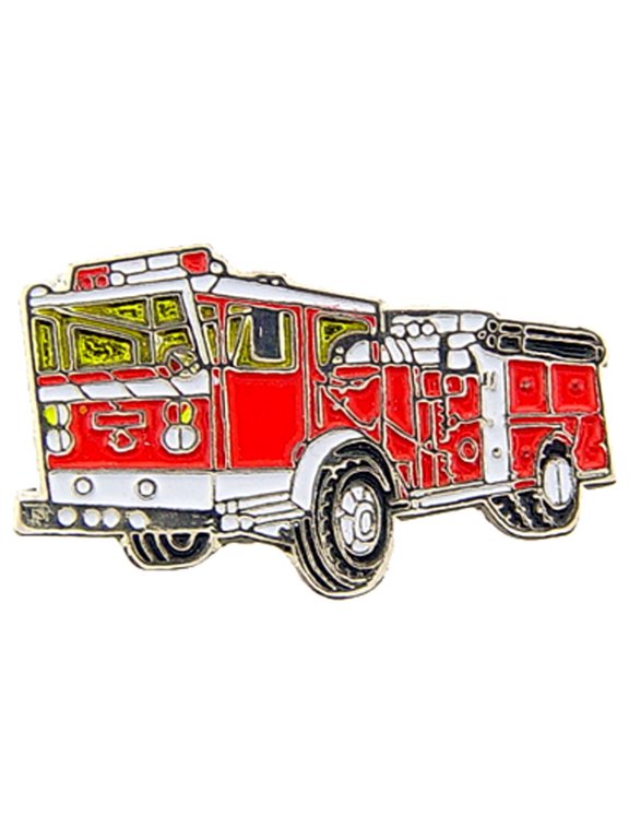 Fire & EMS, Truck - Original Artwork, Expertly Designed PIN Red - 1"