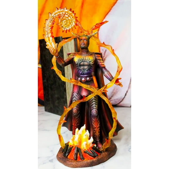 Fire Elemental Horned Wizard Sorcerer Demoniac Summoning Hellfire Magic Figurine