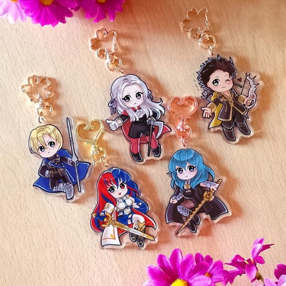 Fire Emblem 3 Houses & Engage keychain 1 packs, Edelgard Dimitri Claude Byleth and Alear, random 1 pack