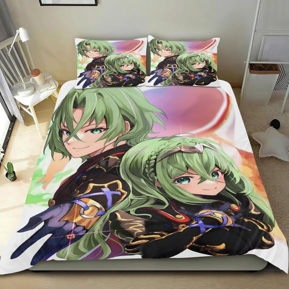 Fire Emblem Themed Bed Sheet Set Three Piece Set 53x79 Inches Comfortable And Skin Friendly Unique Design Creating A Star Studded Night