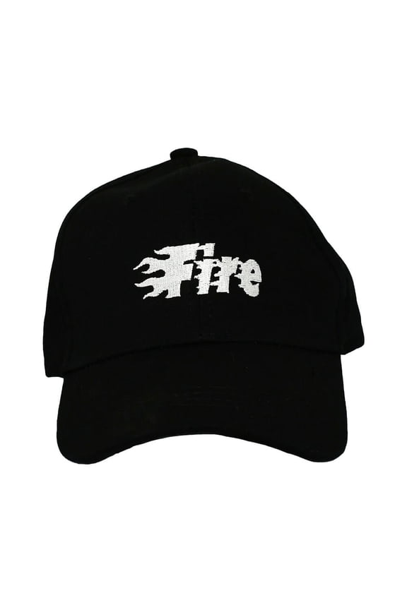 Fire Black Embroidered Baseball Cap