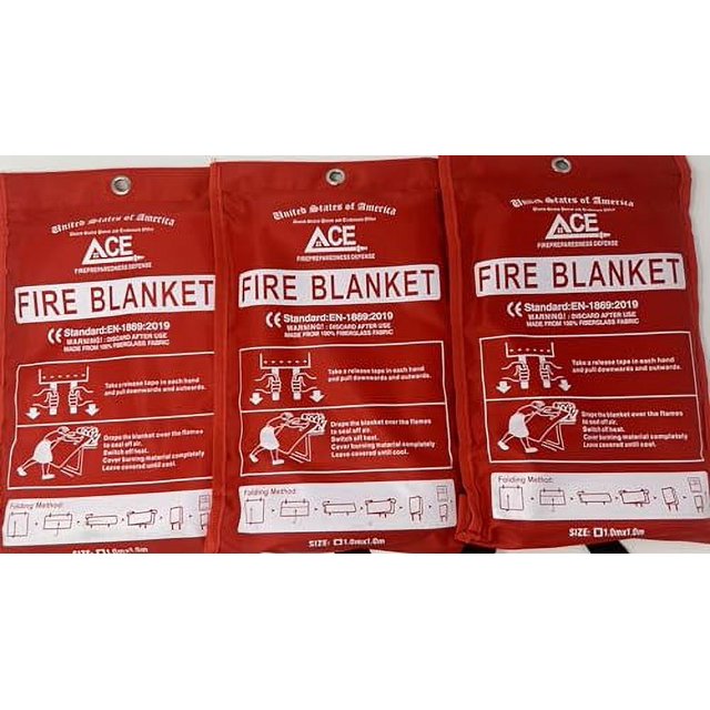 Fire Emergency Fire Blanket - 3-Pack - Fire Suppression Blanket for Kitchen, 40” x 40” Fire Blanket for Home, Fiberglass Fire Blanket