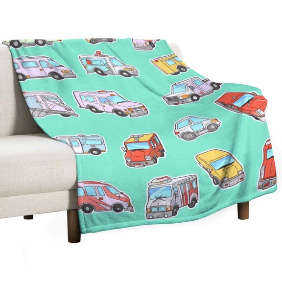Fire Engine Car Truck Flannel Throw Blanket for Gifts for Women Men Girls Boys All Seasons
