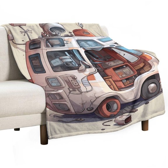 Fire Engine Car Truck Flannel Throw Blanket for Gifts for Women Men Girls Boys All Seasons