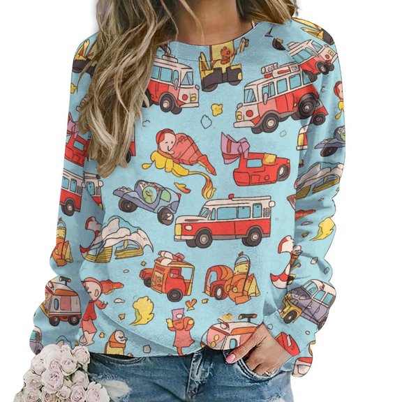 Fire Engine Car Truck Mom Sweatshirt For Women Long Sleeve Pullover