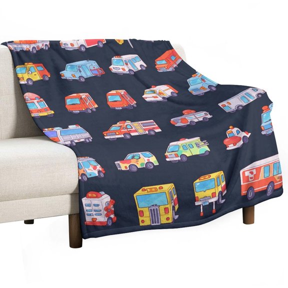 Fire Engine Car Truck Soft Cozy Warm, Lightweight And Plush Flannel Throw Blankets - Perfect for Couch, Bed, Travel