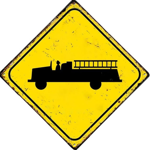 Fire Engine Fire Truck Retro Art Tin Painting Metal Sign Wall Decoration Gift Perfect 12 X 12 Inch For Bar Club Parlor Cafe Store