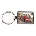 thumbnail image 1 of Fire Engine Firefighter Ladder Truck Metal Rectangle Keychain, 1 of 7