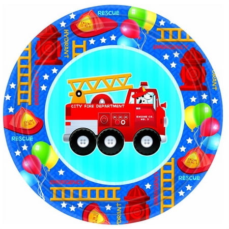 Fire Engine Fun Large Paper Plates (8ct)
