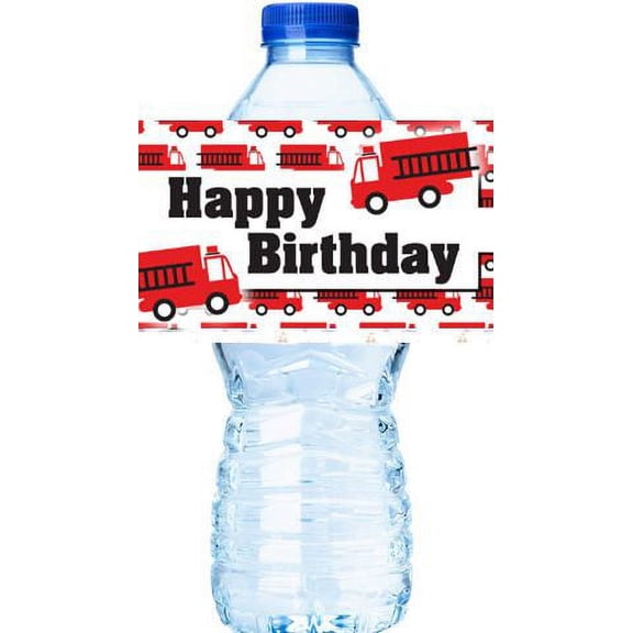 Fire Engine Party Decorations 15ct Water Bottle Sticker Labels