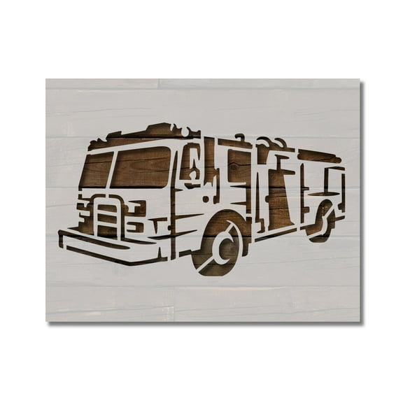 Fire Engine Truck Vehicle Stencil Template Reusable 8.5 x 11 for Painting on Walls, Wood, Etc. By Stencilville